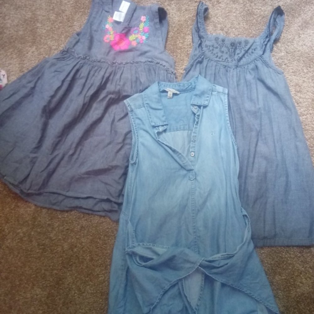 3 Toddler Denim Dresses (5T)-(7-Small)